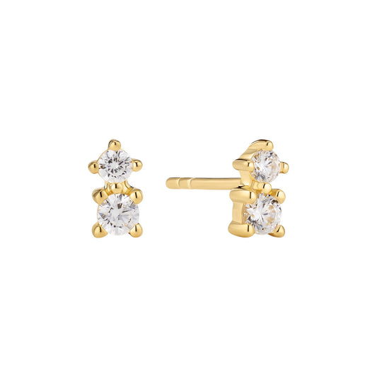 LUCENTE DUE 18k gold plated Sterling Silver EARRINGS with White zirconia