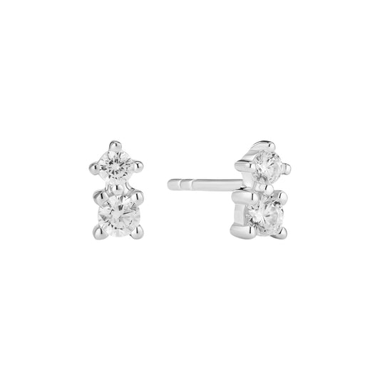 LUCENTE DUE Rhodium Plated Sterling Silver EARRINGS with White zirconia