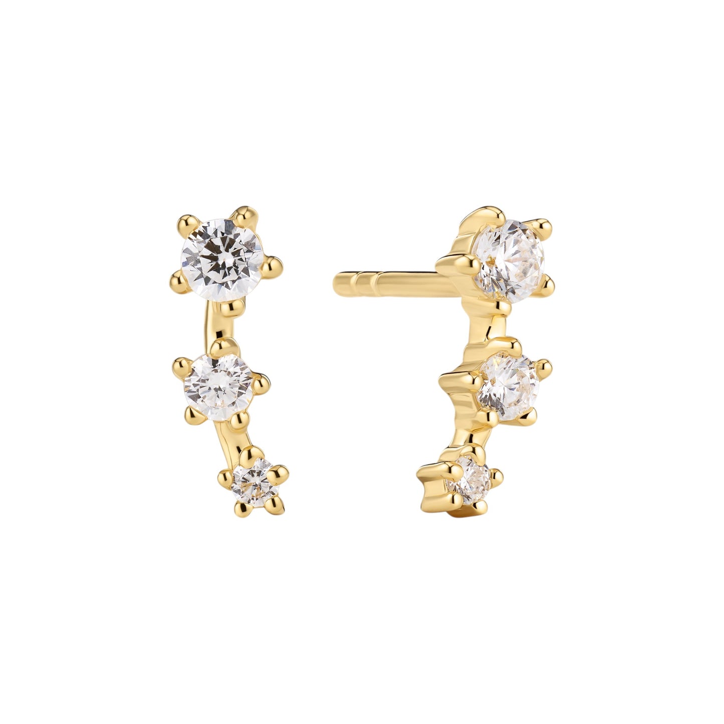 LUCENTE TRE 18k gold plated Sterling Silver EARRINGS with White zirconia
