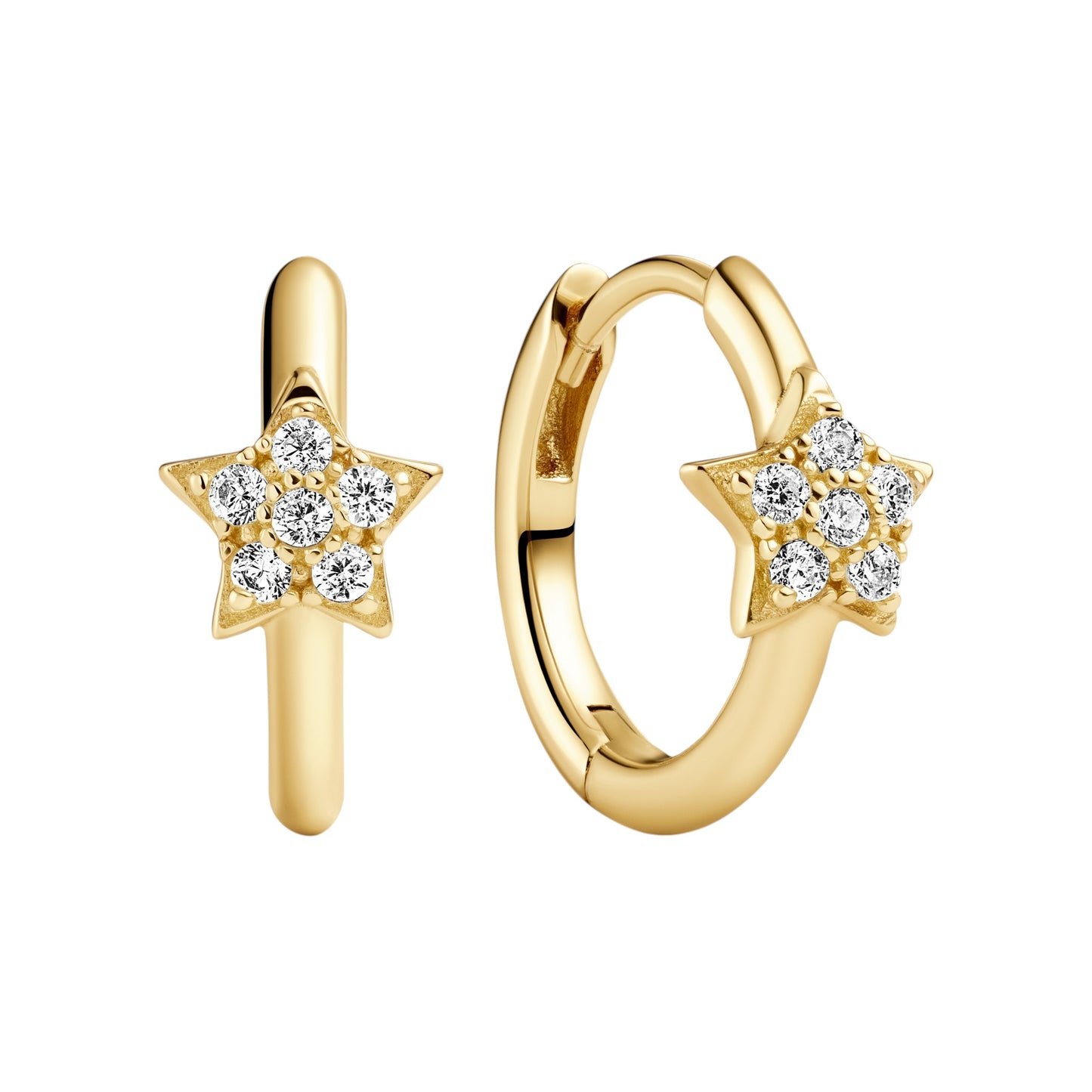 ASTRI CREOLO Rhodium Plated Sterling Silver EARRINGS with White zirconia
