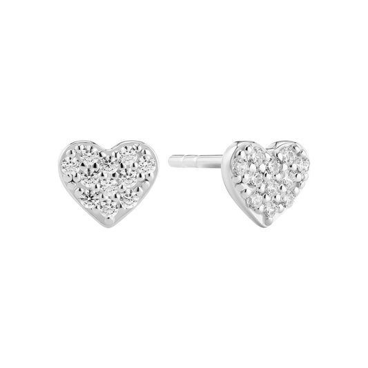 CUORE Rhodium Plated Sterling Silver EARRINGS with White zirconia