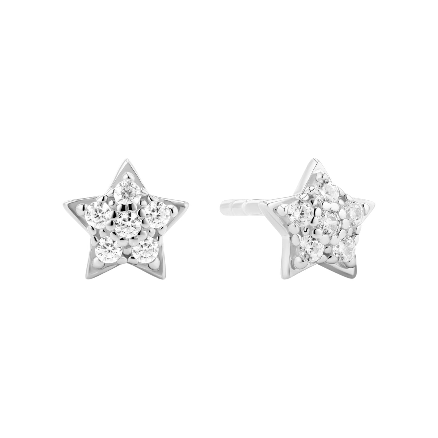 ASTRI Rhodium Plated Sterling Silver EARRINGS with White zirconia