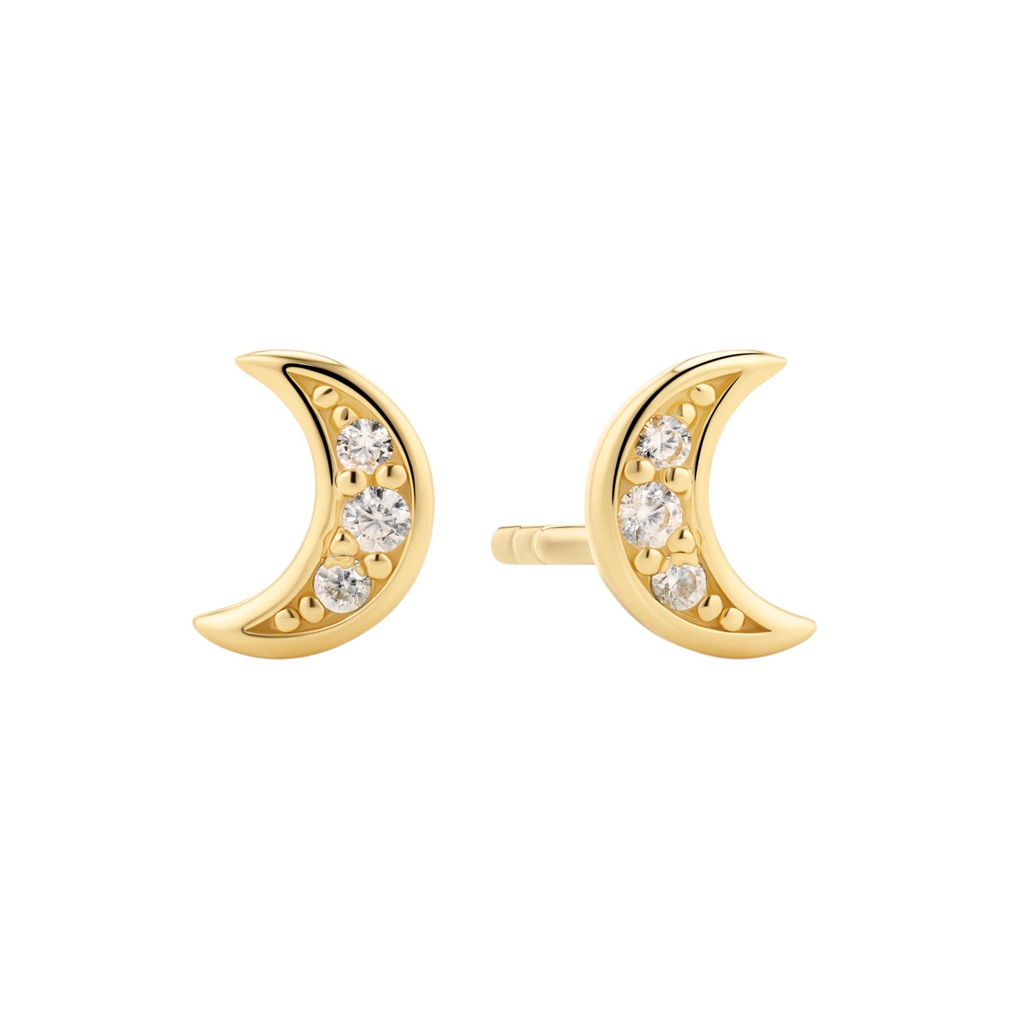 LUNA Rhodium Plated Sterling Silver EARRINGS with White zirconia