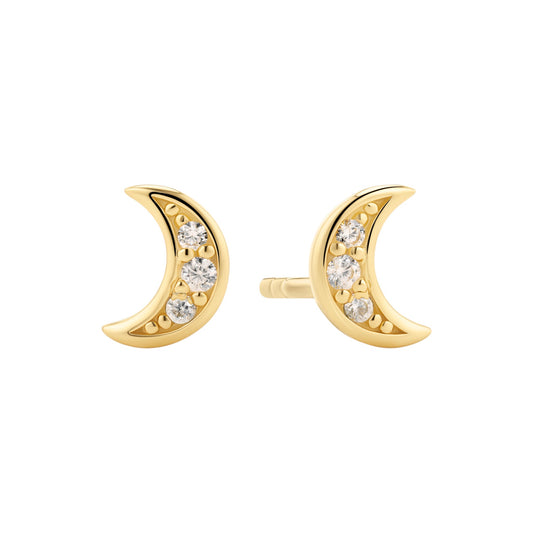 LUNA 18k gold plated Sterling Silver EARRINGS with White zirconia