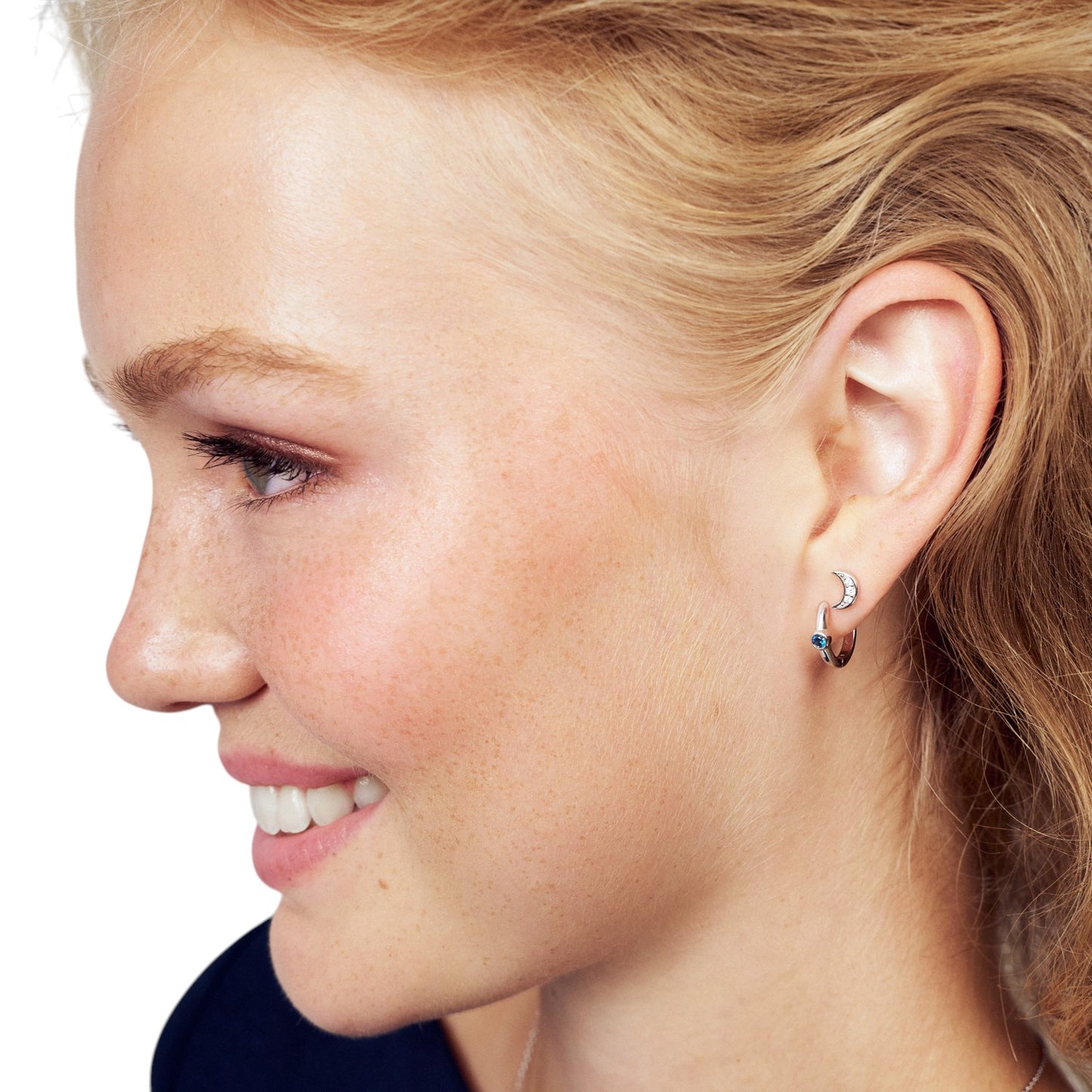 LUNA Rhodium Plated Sterling Silver EARRINGS with White zirconia