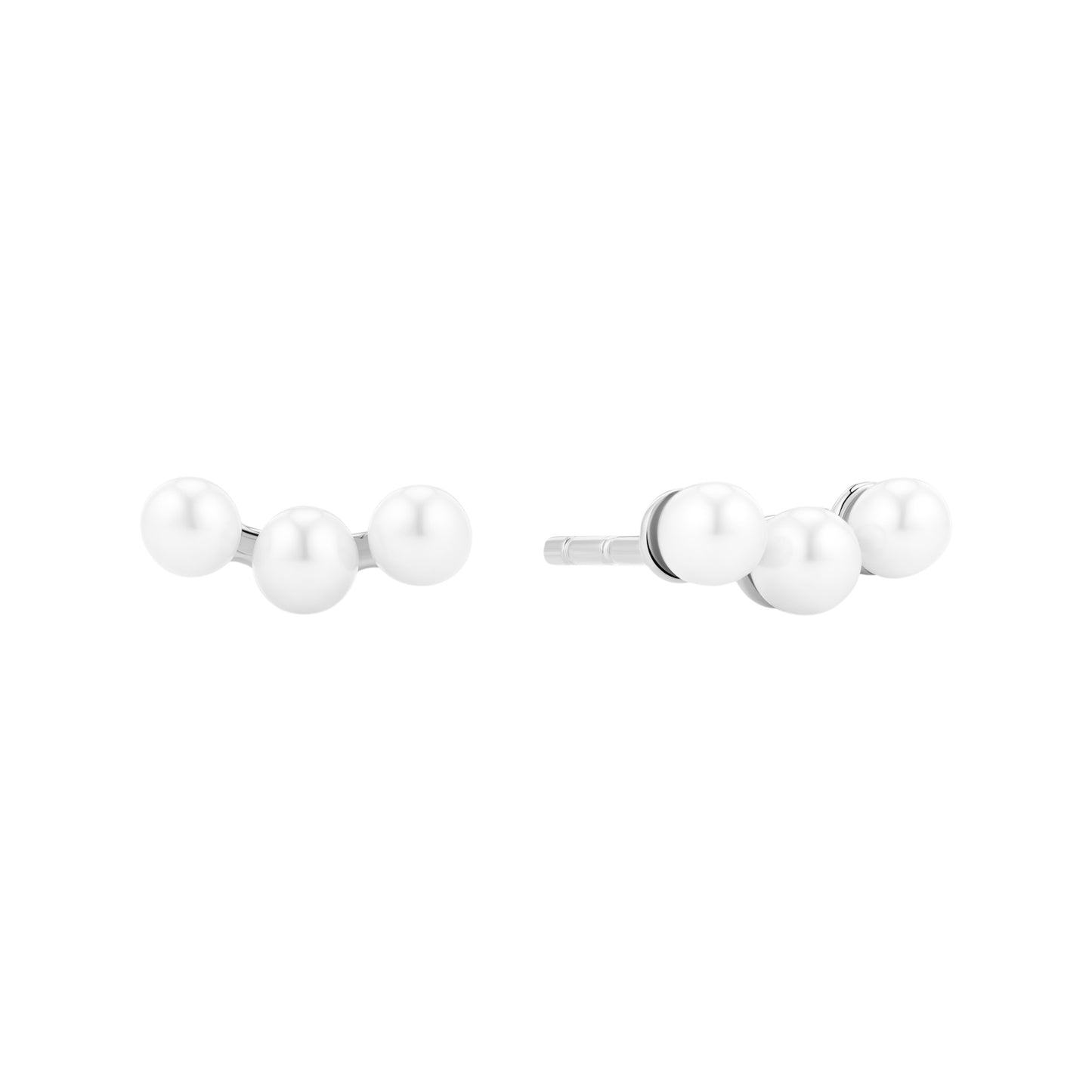 PERLA TRE Rhodium Plated Sterling Silver EARRINGS