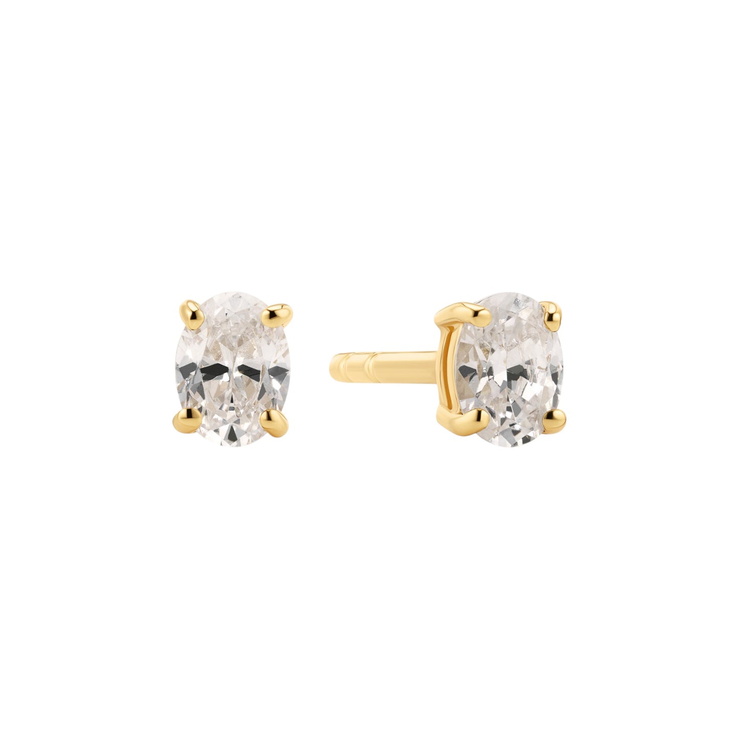 OVALE Rhodium Plated Sterling Silver EARRINGS with White zirconia