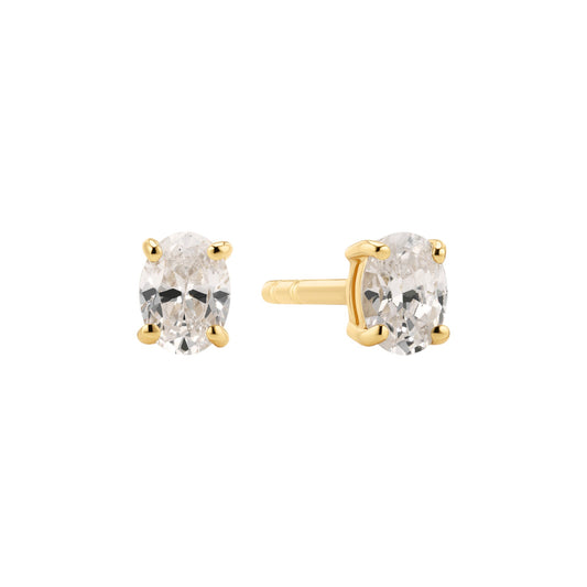 OVALE 18k gold plated Sterling Silver EARRINGS with White zirconia