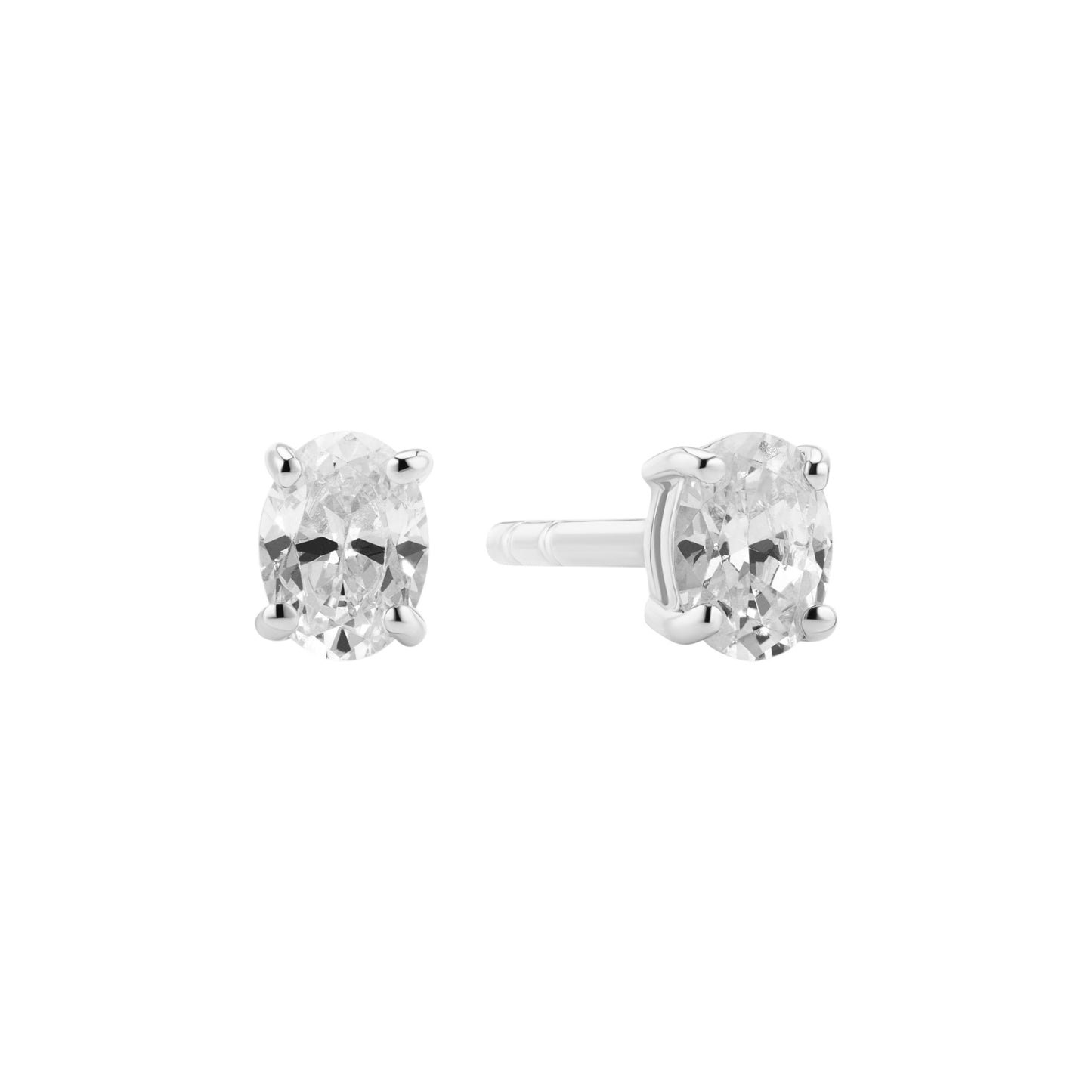 OVALE Rhodium Plated Sterling Silver EARRINGS with White zirconia