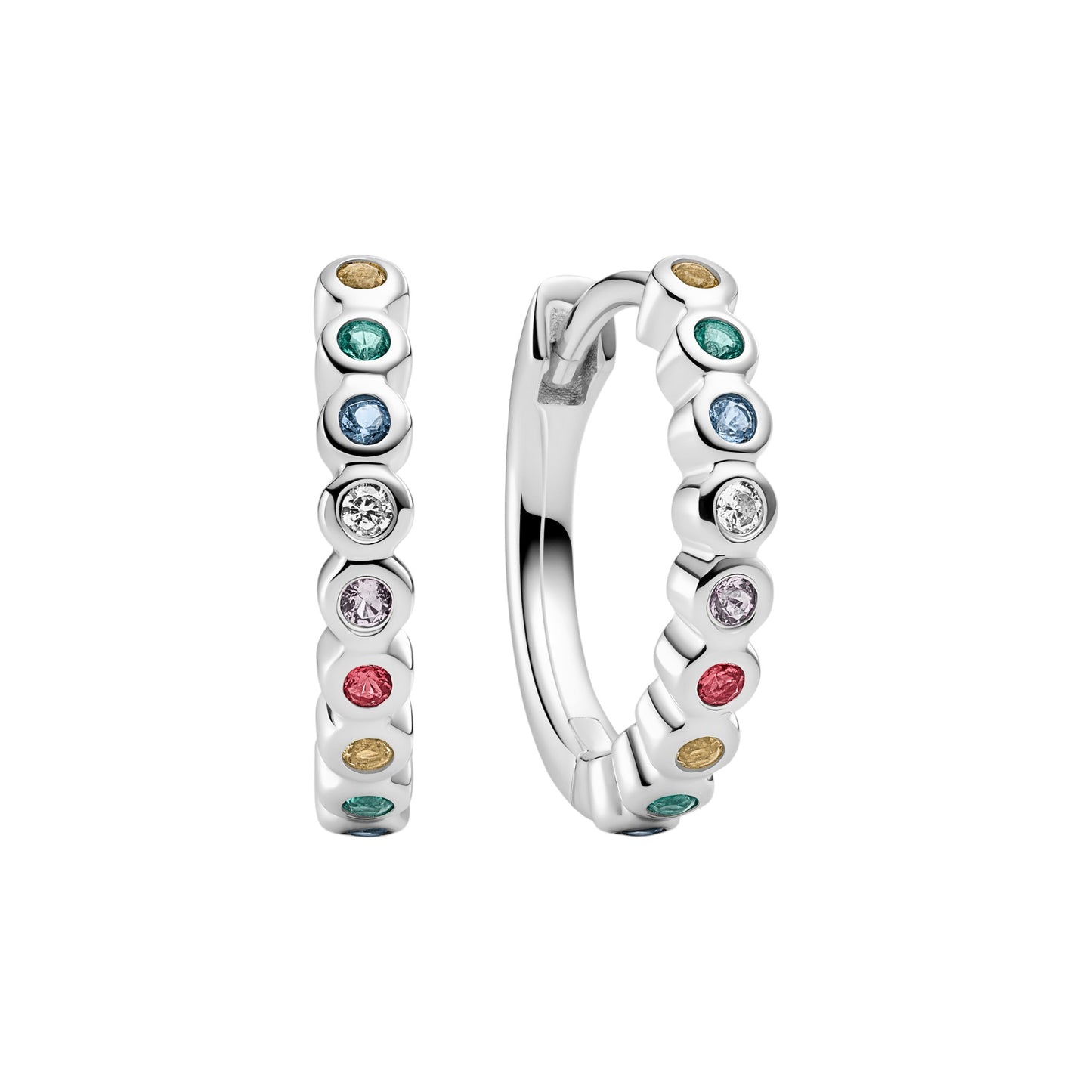 SARZANA Rhodium Plated Sterling Silver EARRINGS with Multicoloured zirconia