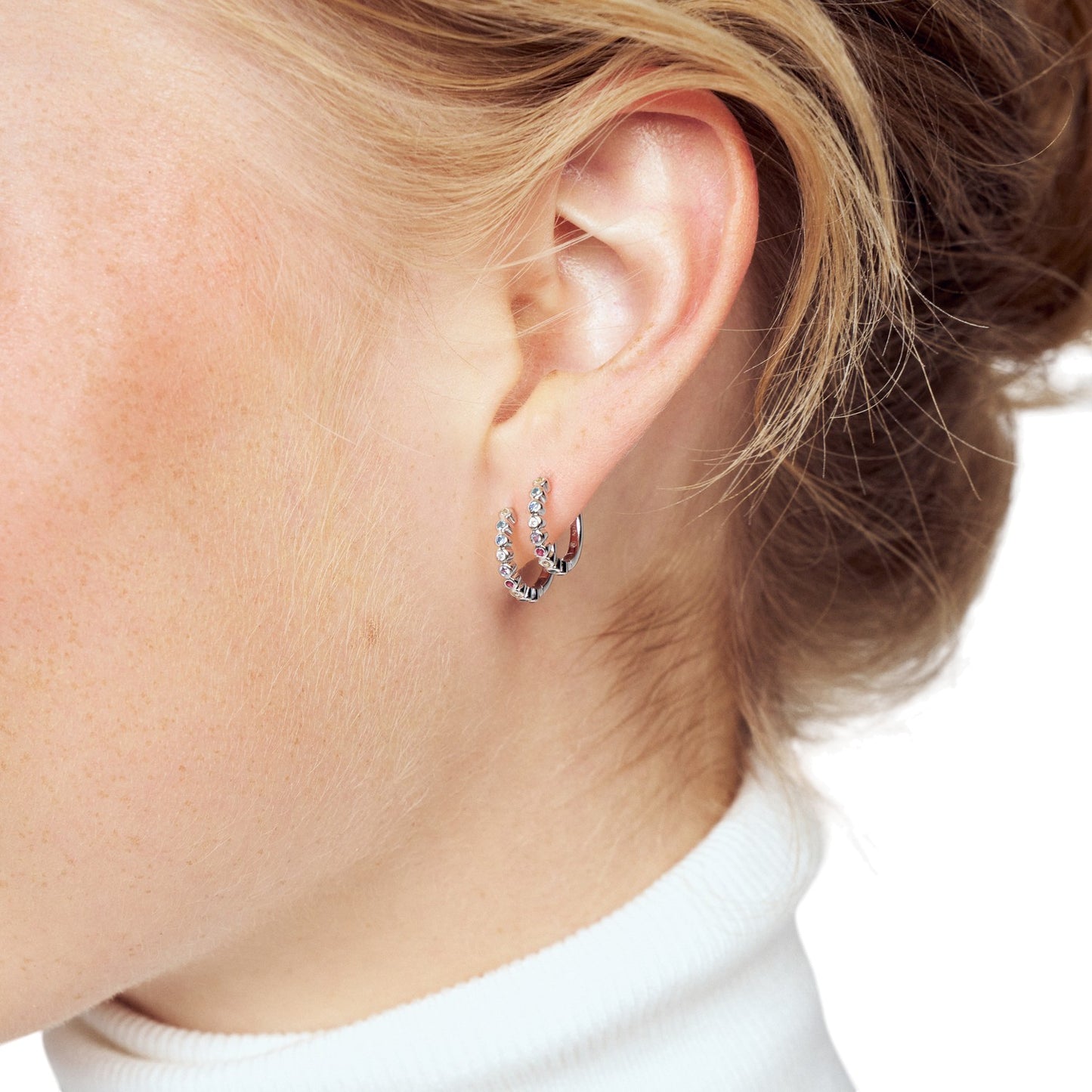 SARZANA Rhodium Plated Sterling Silver EARRINGS with White zirconia