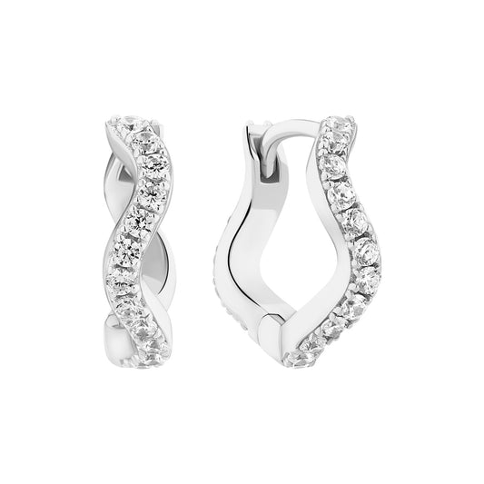 ELLERA WAVES MEDIO Rhodium Plated Sterling Silver Earrings