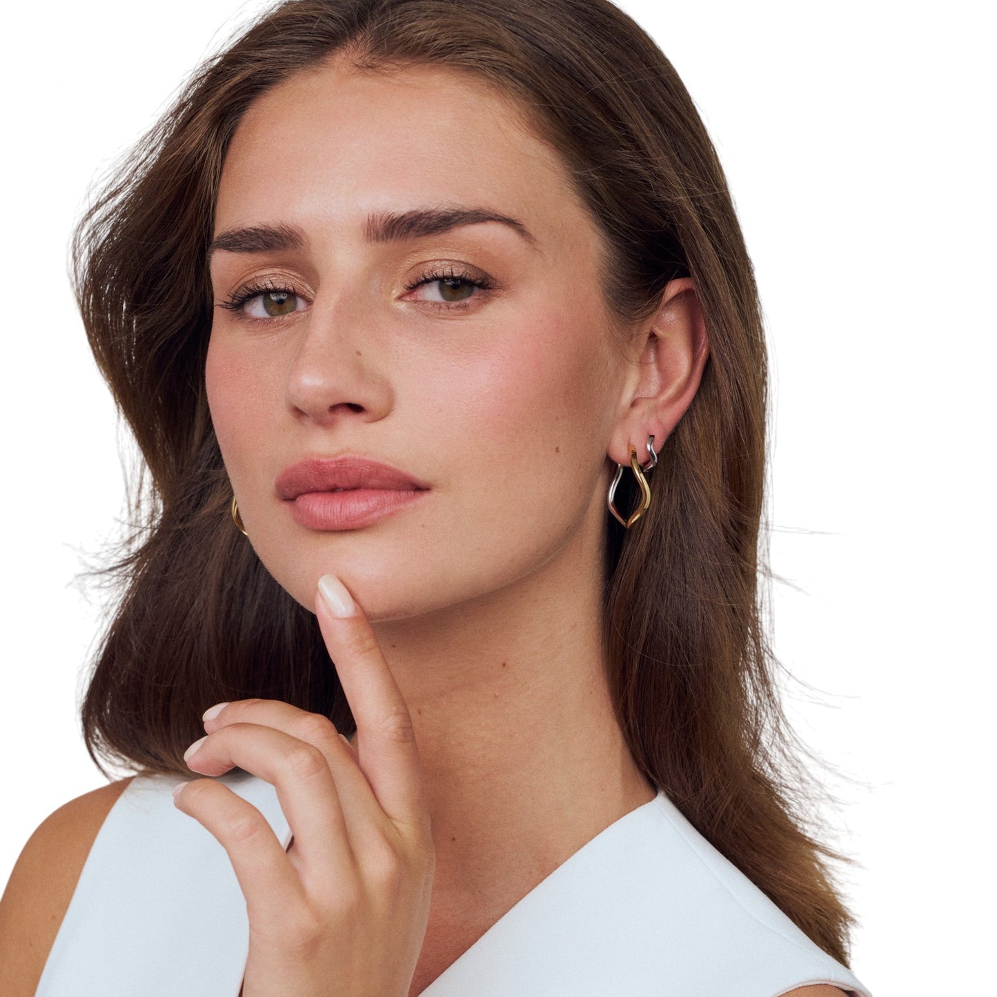 ELLERA WAVES PIANURA GRANDE Two-Toned Sterling Silver Earrings