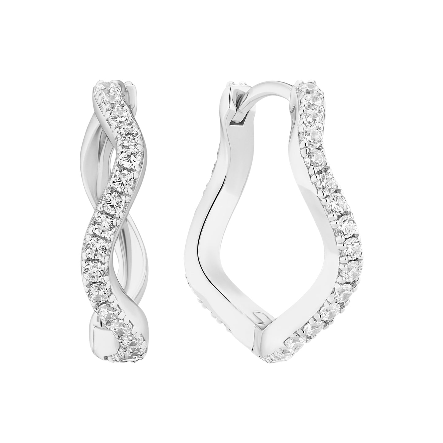 ELLERA WAVES GRANDE Rhodium Plated Sterling Silver Earrings