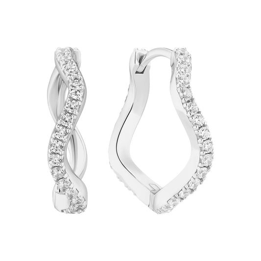 ELLERA WAVES GRANDE Rhodium Plated Sterling Silver Earrings