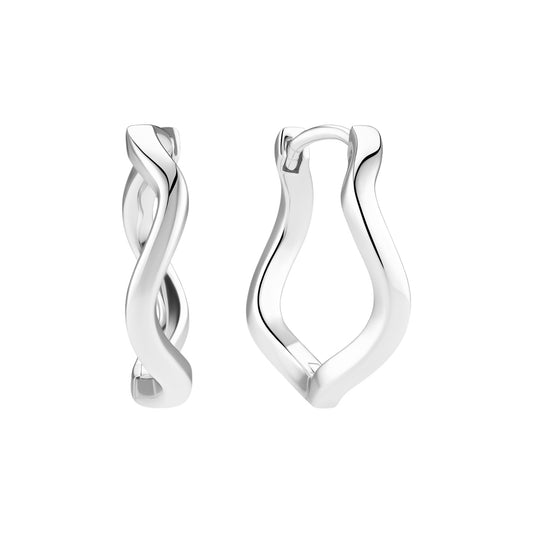 ELLERA WAVES PIANURA GRANDE Rhodium Plated Sterling Silver Earrings