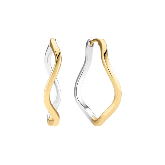 ELLERA WAVES PIANURA X-GRANDE Two-Toned Sterling Silver Earrings
