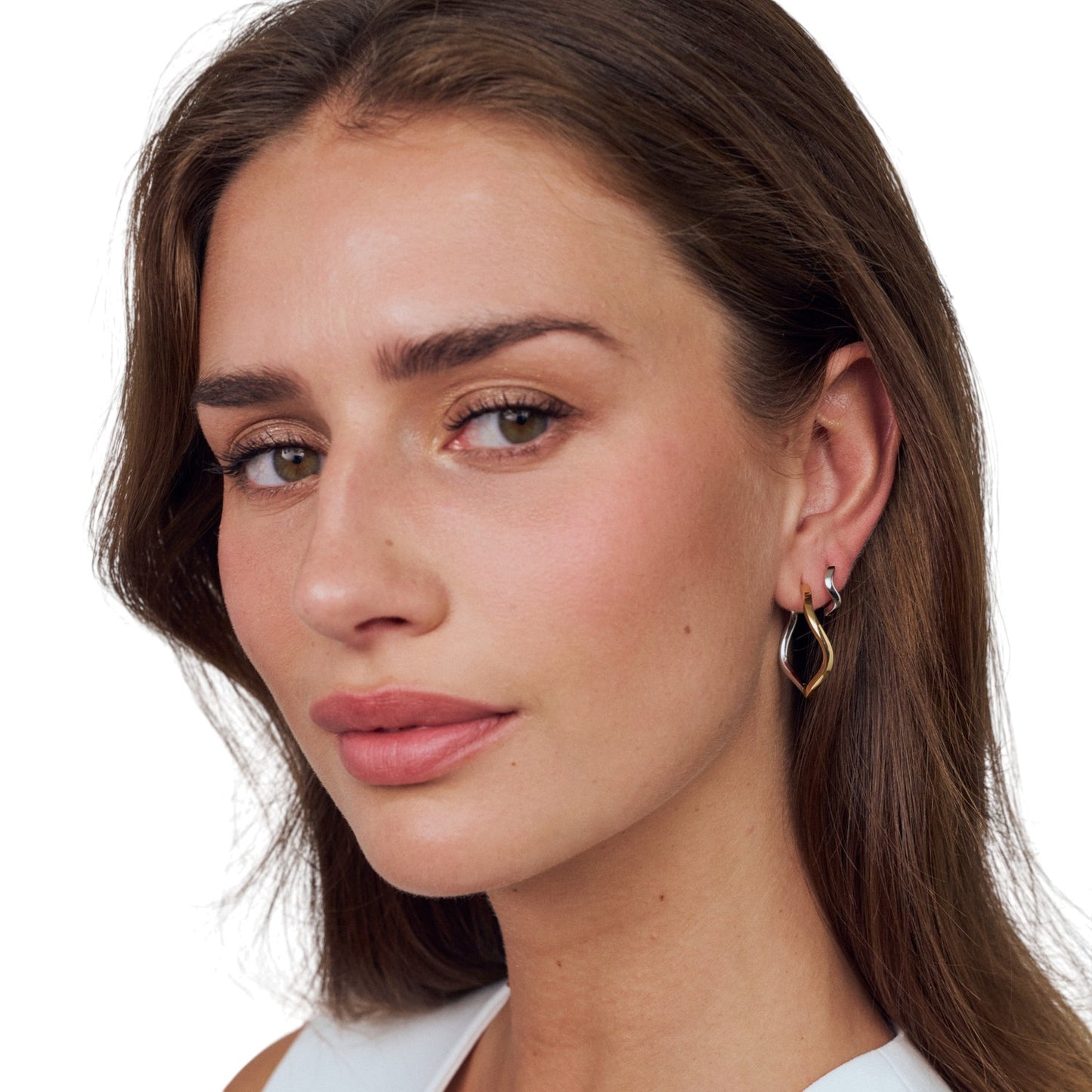 ELLERA WAVES PIANURA X-GRANDE Two-Toned Sterling Silver Earrings