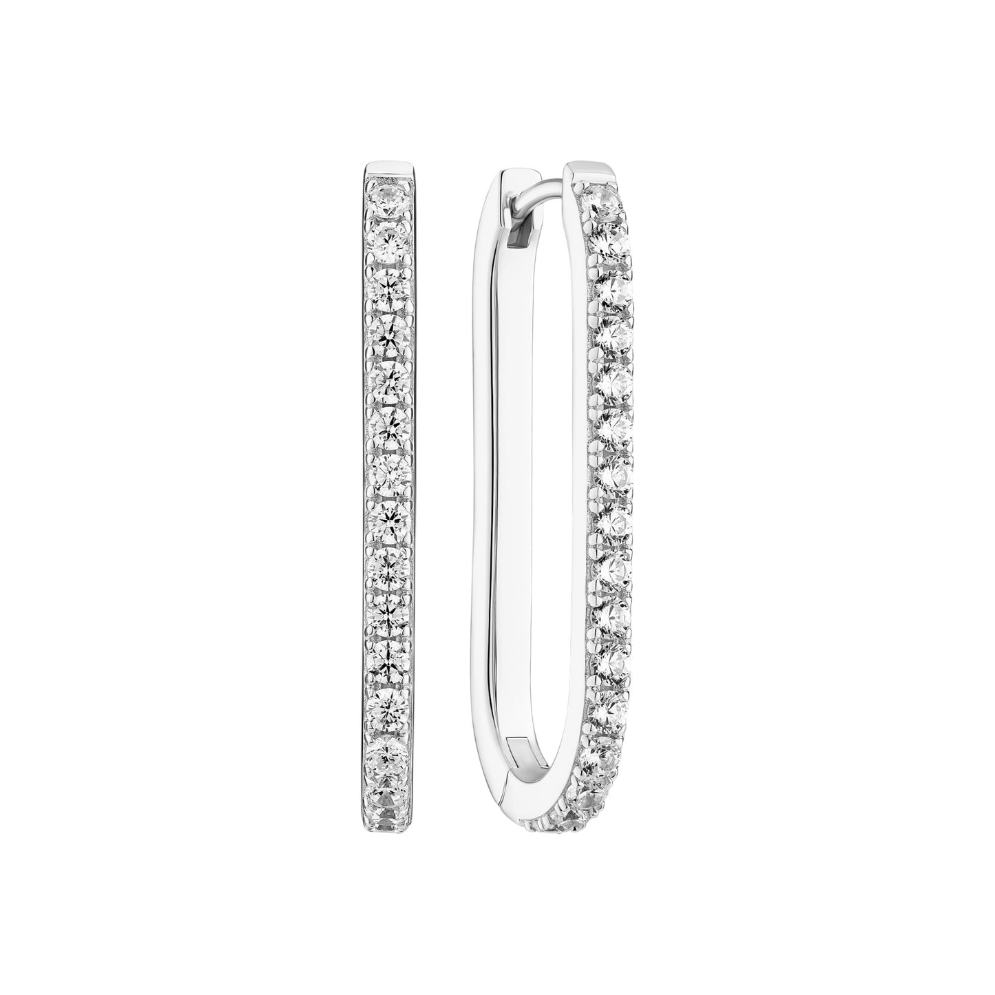 CAPIZZI MEDIO Rhodium Plated Sterling Silver EARRINGS With White Zirconia