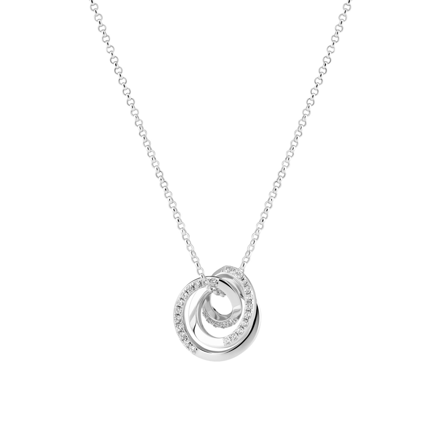 SPIRALE PICCOLO Rhodium Plated Sterling Silver NECKLACE With White Zirconia