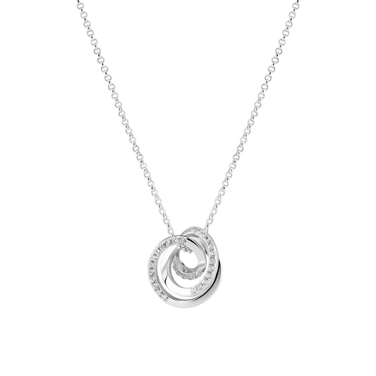 SPIRALE PICCOLO Rhodium Plated Sterling Silver NECKLACE With White Zirconia