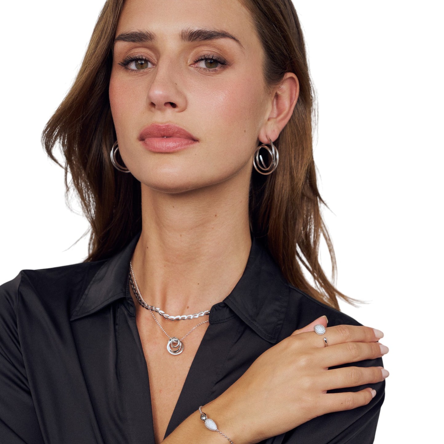SPIRALE PICCOLO 18k gold plated Sterling Silver NECKLACE With White Zirconia