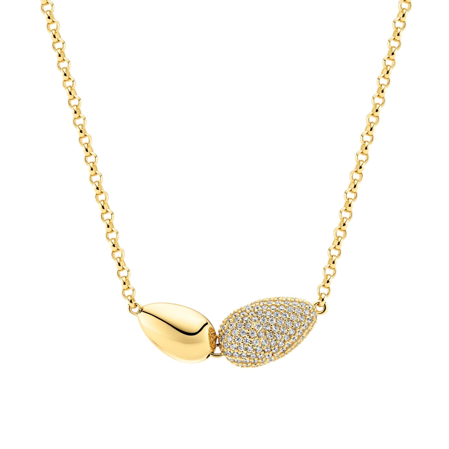 GOCCIA DUE Rhodium Plated Sterling Silver NECKLACE With White Zirconia