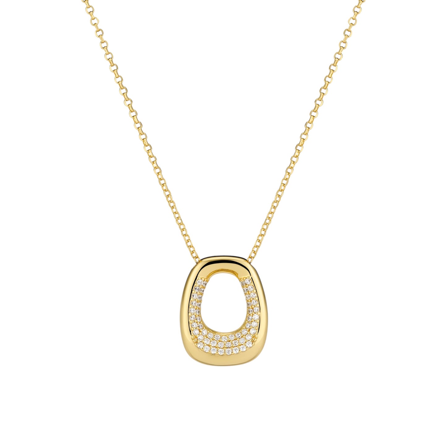 BORSA PICCOLO Rhodium Plated Sterling Silver NECKLACE With White Zirconia