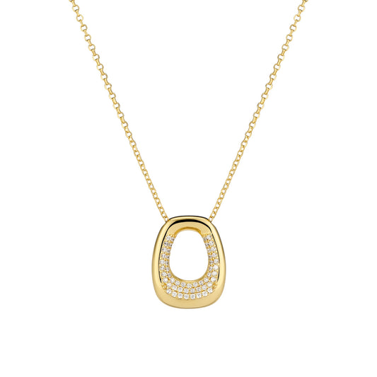 BORSA PICCOLO 18k gold plated Sterling Silver NECKLACE With White Zirconia
