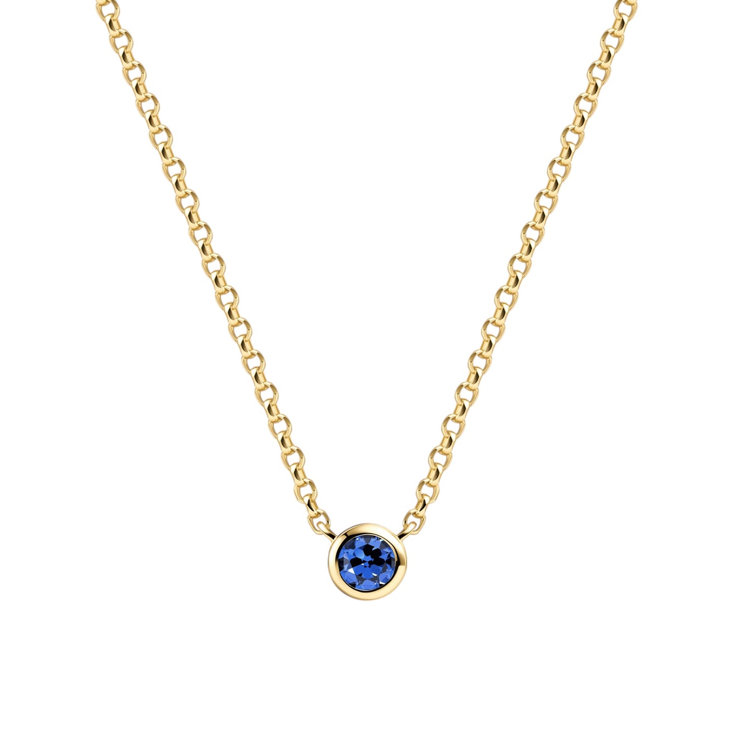 SARZANA UNO Rhodium Plated Sterling Silver NECKLACE with Blue zirconia