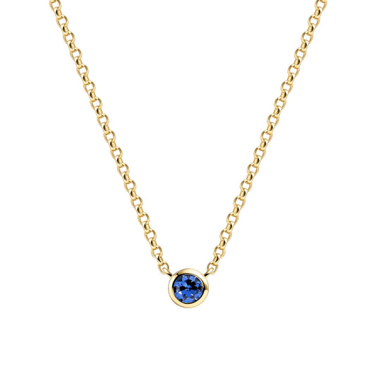 SARZANA UNO 18k Gold Plated Sterling Silver NECKLACE with Blue zirconia