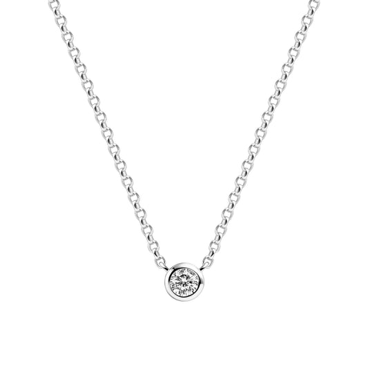 SARZANA UNO Rhodium Plated Sterling Silver NECKLACE with White zirconia