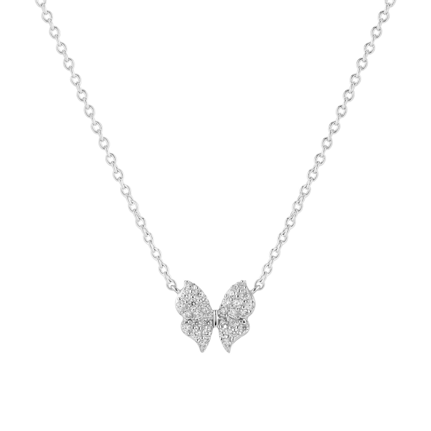 FARFALLA 18k gold plated Sterling Silver NECKLACE with White zirconia