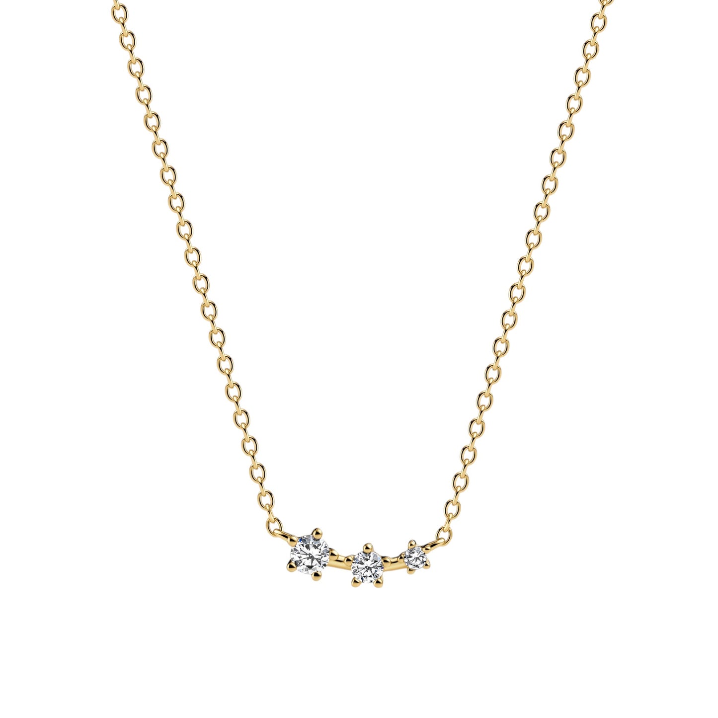 LUCENTE TRE 18k Gold Plated Sterling Silver NECKLACE with White zirconia