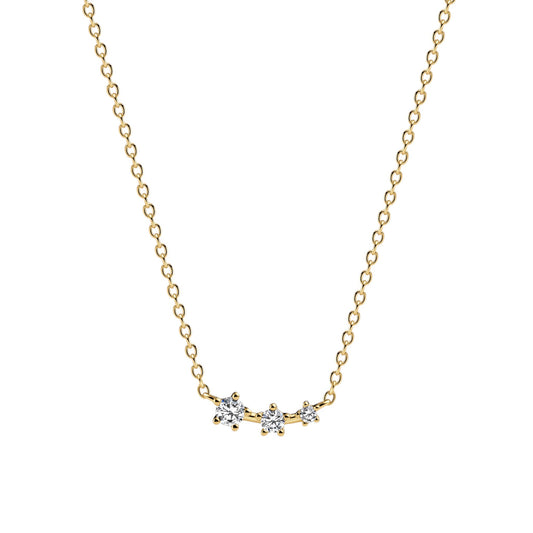LUCENTE TRE 18k Gold Plated Sterling Silver NECKLACE with White zirconia