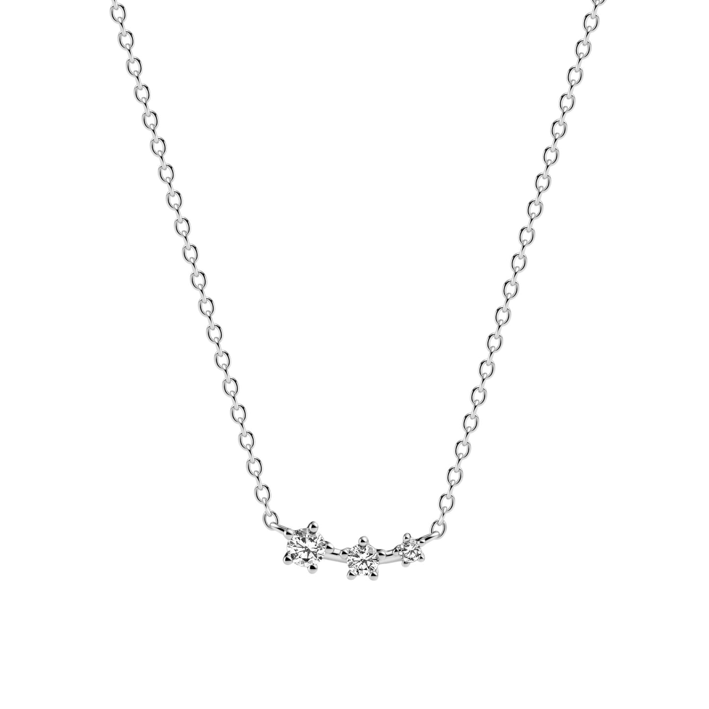 LUCENTE TRE 18k Gold Plated Sterling Silver NECKLACE with White zirconia