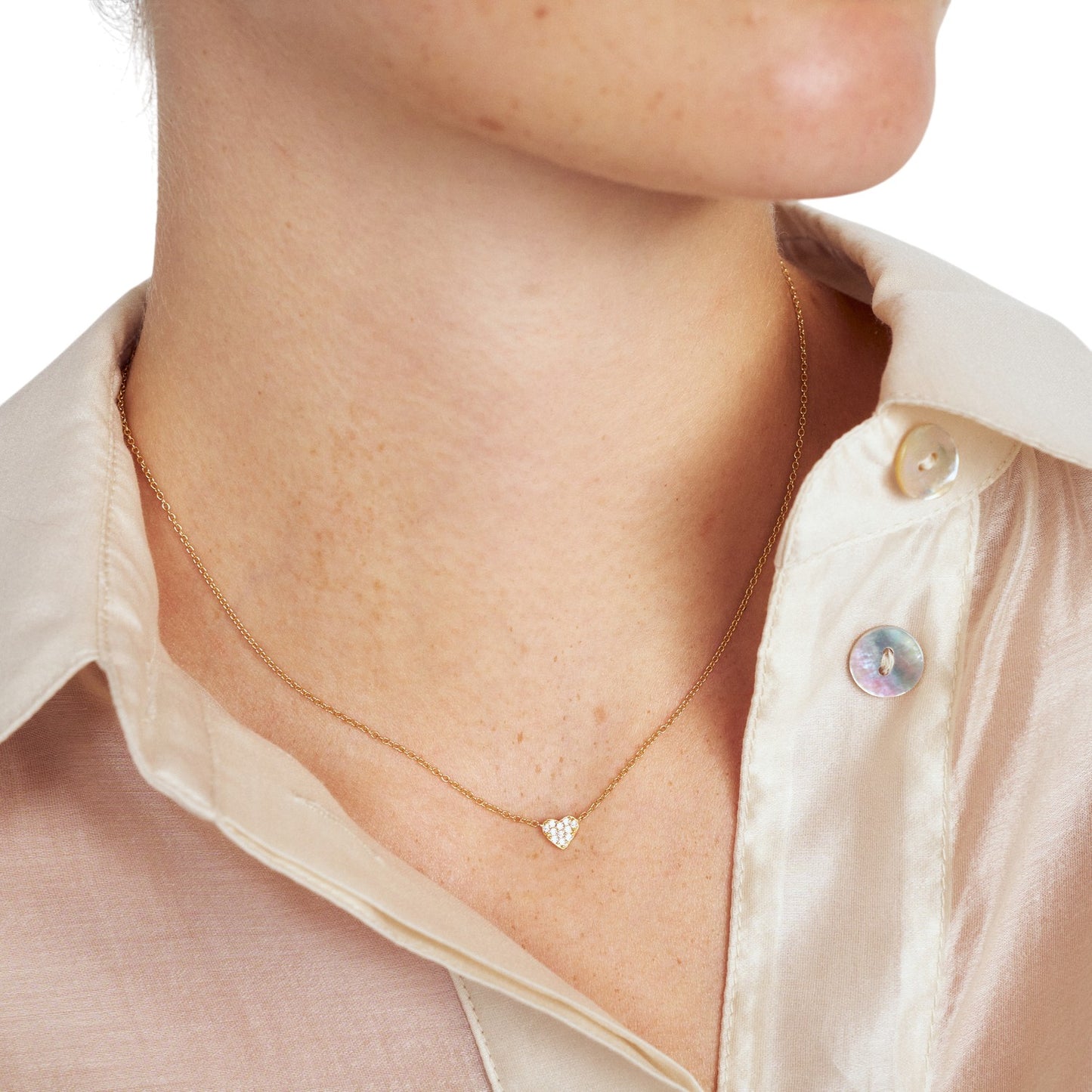 CUORE 18k Gold Plated Sterling Silver NECKLACE with White zirconia