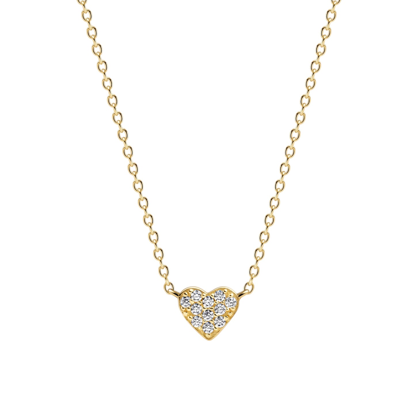 CUORE Rhodium Plated Sterling Silver NECKLACE with White zirconia