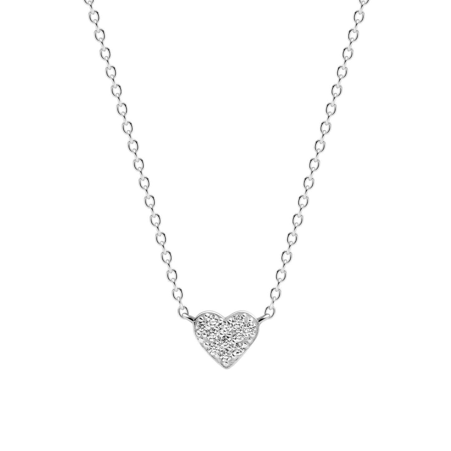 CUORE 18k Gold Plated Sterling Silver NECKLACE with White zirconia