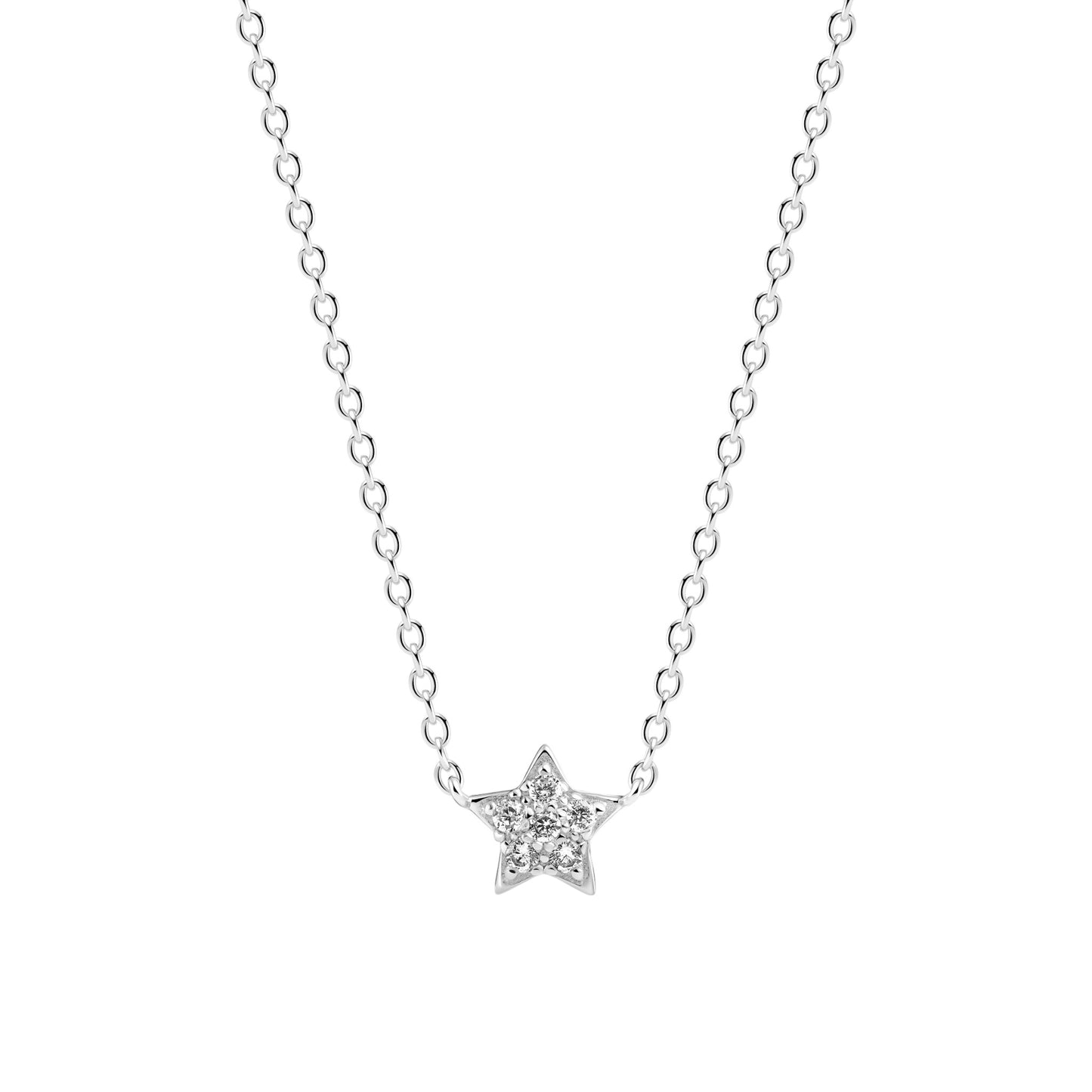 ASTRI Rhodium Plated Sterling Silver NECKLACE with White zirconia