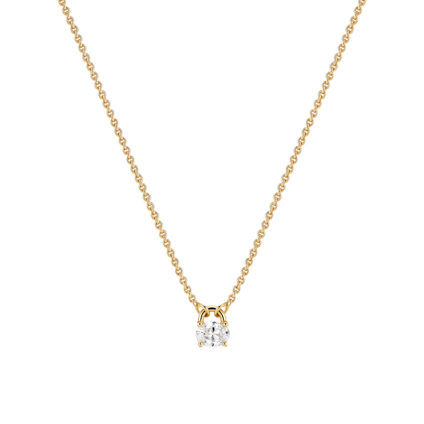 OVALE Rhodium Plated Sterling Silver NECKLACE with White zirconia