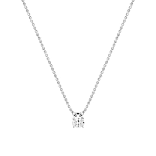 OVALE Rhodium Plated Sterling Silver NECKLACE with White zirconia