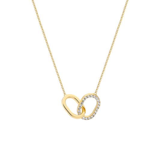 CAPIZZI DUE PICCOLO 18k gold plated Sterling Silver NECKLACE With White Zirconia