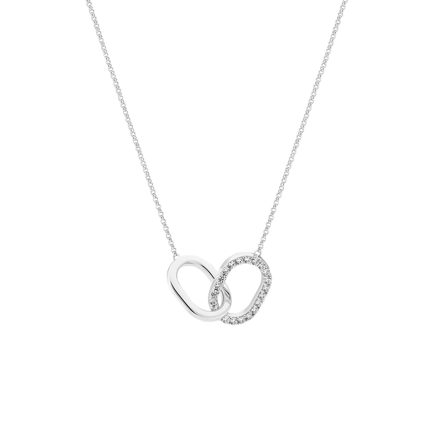CAPIZZI DUE PICCOLO Rhodium Plated Sterling Silver NECKLACE With White Zirconia