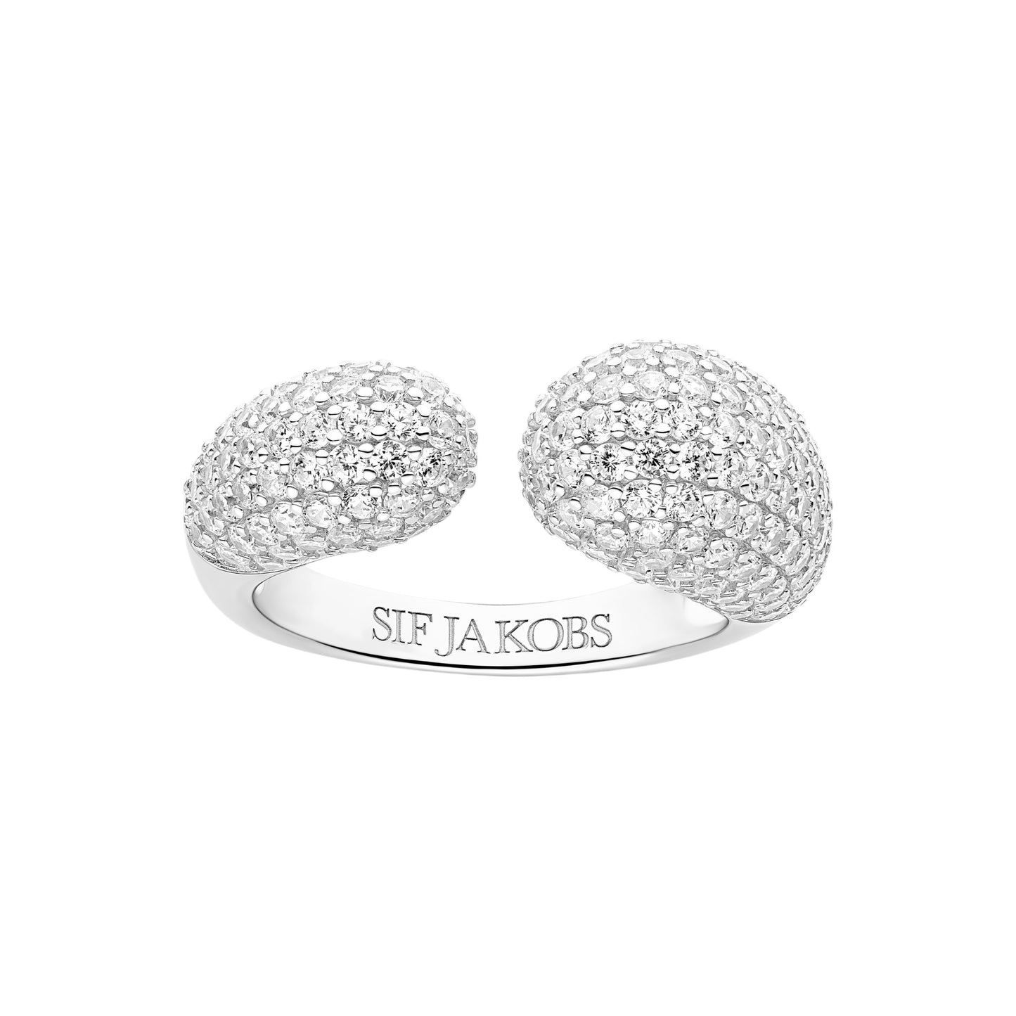 GOCCIA Rhodium Plated Sterling Silver RING With White Zirconia