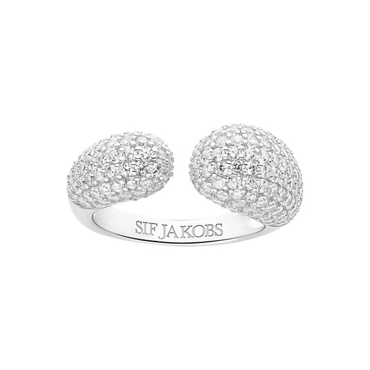 GOCCIA Rhodium Plated Sterling Silver RING With White Zirconia