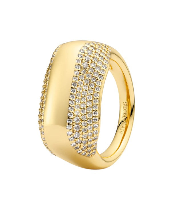 BORSA 18k gold plated Sterling Silver RING with White zirconia