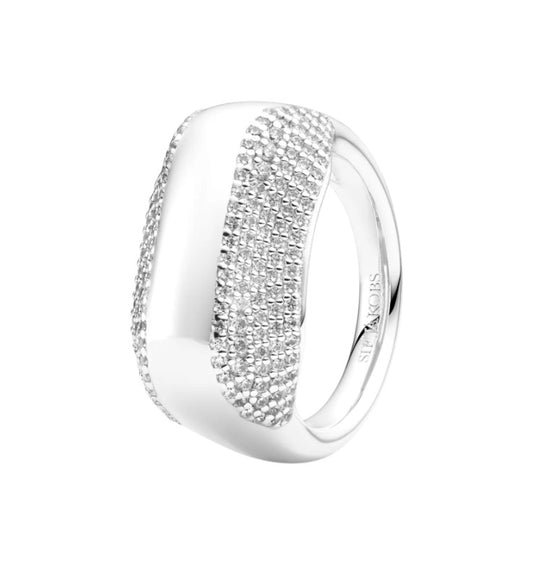 BORSA Rhodium Plated Sterling Silver RING with White zirconia