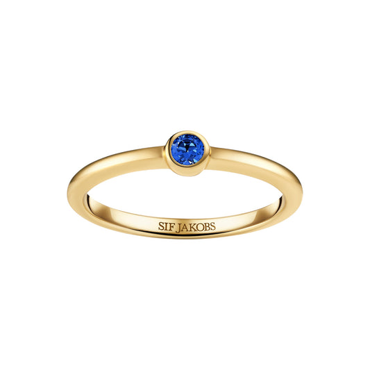 SARZANA UNO 18k Gold Plated Sterling Silver RING with Blue zirconia