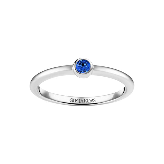 SARZANA UNO Rhodium Plated Sterling Silver RING with Blue zirconia